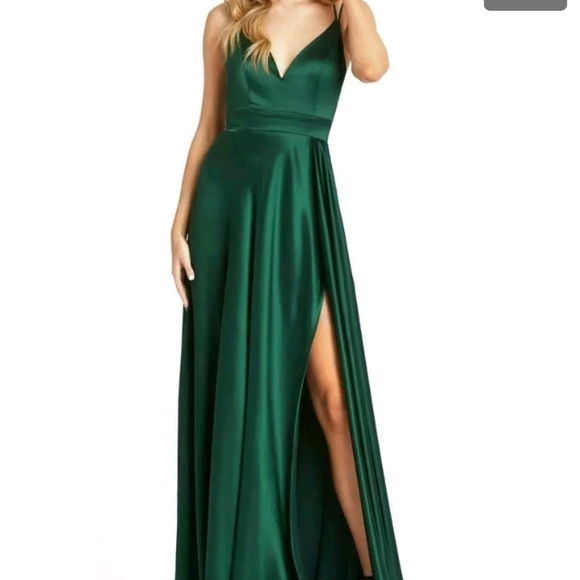 Leena For Mac Duggal Strappy Back Satin Gown. $338 - Picture 4 of 15
